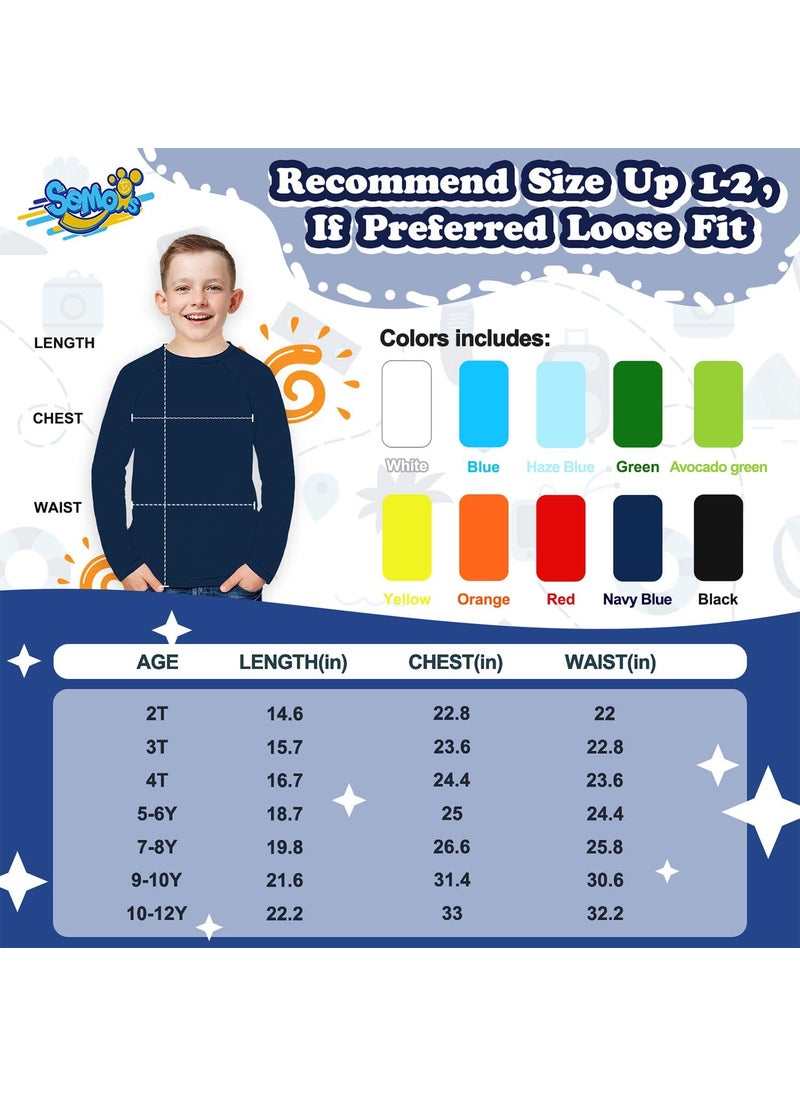 Semois Boys Swim Shirt Rash Guard Long Sleeve for Kids Toddler Rashguard Water Shirt UPF+ 50 Swimming Sun Shirt Swimwear Navy Blue Swim Top 5-6Y  - Image 3