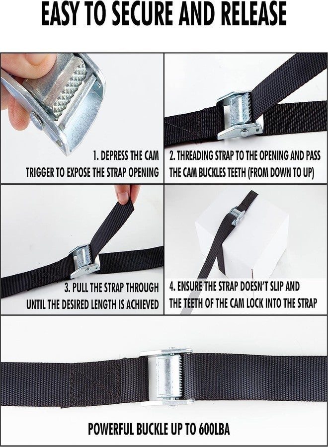 ARLICODECK Tie-Down Strap Luggage Accessories Traveller Heavy Duty Lashing Straps Adjustable Cam Buckle Motorcycles Cargo Trucks TrailerLuggage Lawn Equipment Moving Appliance (Tie-Down Strap -2) - Image 3
