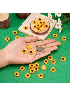 Generic 50Pcs Flatback Resin Sunflower Cabochons 15x5mm Undrilled Floral Cameo Charms for Scrapbooking Embellishments Craft Jewelry Making  - Image 5