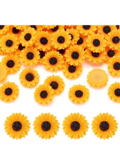 Generic 50Pcs Flatback Resin Sunflower Cabochons 15x5mm Undrilled Floral Cameo Charms for Scrapbooking Embellishments Craft Jewelry Making  - Image 1
