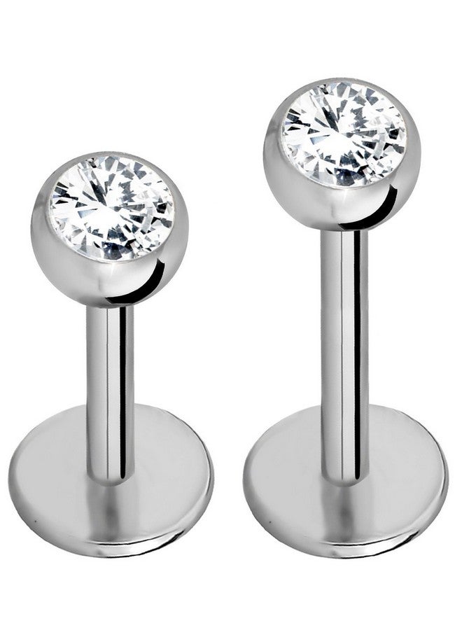 Forbidden Body Jewelry 18G 6Mm & 8Mm Internally Threaded Solid Titanium Tragus/Helix Earring/Labret Stud With 3Mm Cz Ball Top - Image 1