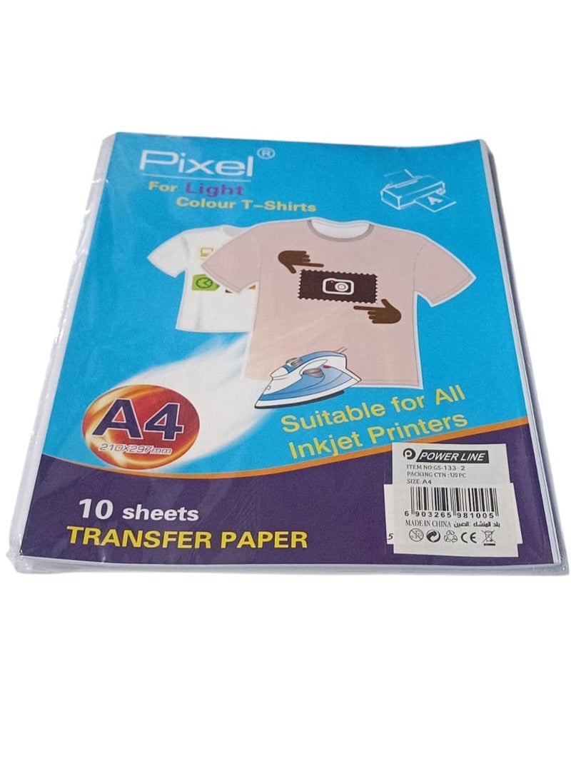 Pixel Heat transfer paper, used for printing designs on light-colored T-shirts, suitable for all inkjet printers using an iron.  - Image 1