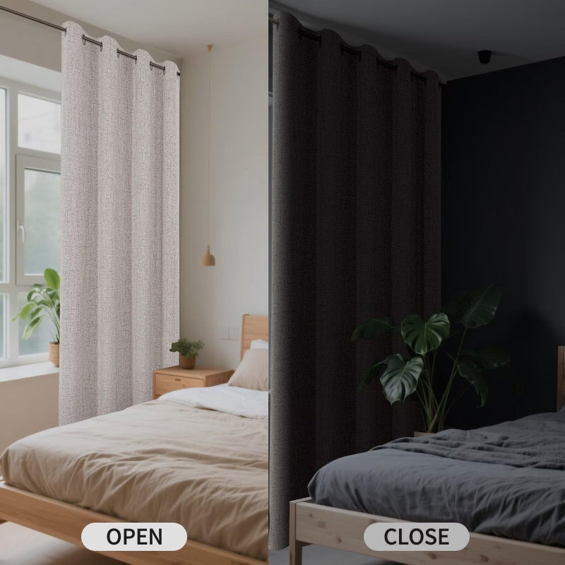 CUCRAF 100% Blackout Window Curtains 84 inches Long 2 Panels Set, Faux Linen Look Thermal Insulated Grommet Drapes, Room Darkening Curtain for Bedroom Living Room(W52 x L84 Inch, Off White) - Image 2