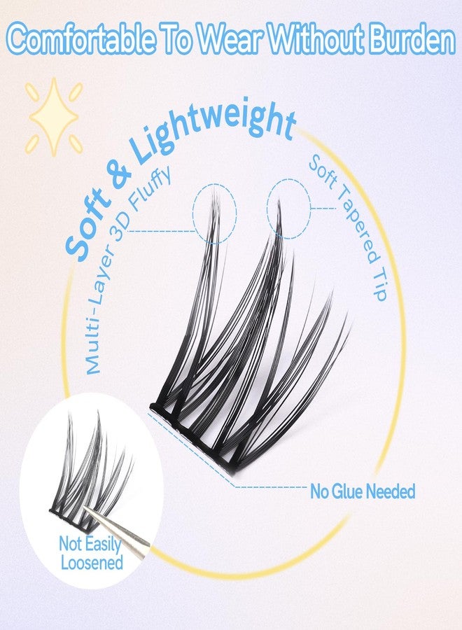 MLEN DIARY Self Adhesive Lash Clusters DIY Eyelash Extensions C Curl Natural 56Pcs Pre-Glued Cluster Lashes 11-14MM No Glue Individual Lashes Self Application at Home(Cute Comic) - Image 5