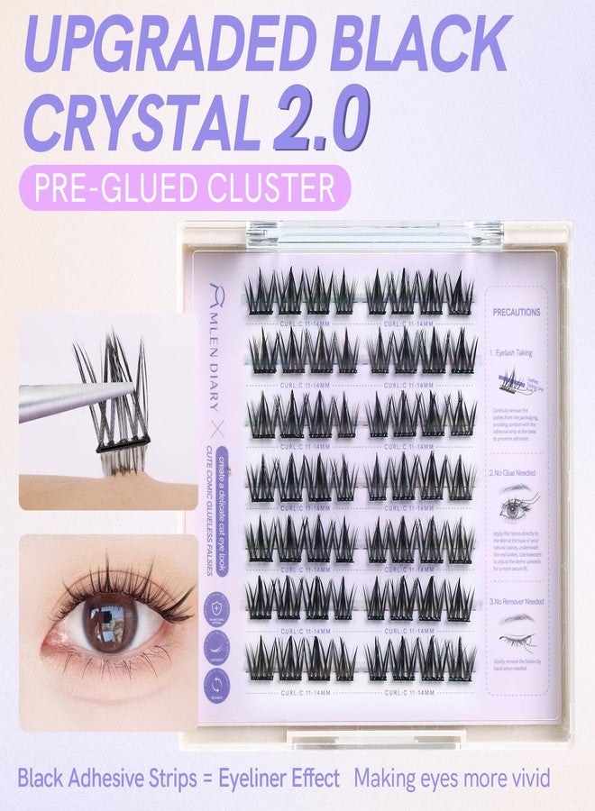 MLEN DIARY Self Adhesive Lash Clusters DIY Eyelash Extensions C Curl Natural 56Pcs Pre-Glued Cluster Lashes 11-14MM No Glue Individual Lashes Self Application at Home(Cute Comic) - Image 3