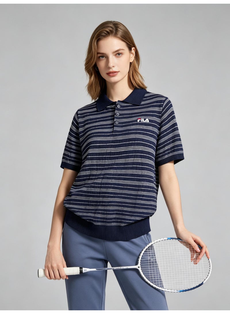 فيلا FILA striped Polo shirt for men and women - Image 2
