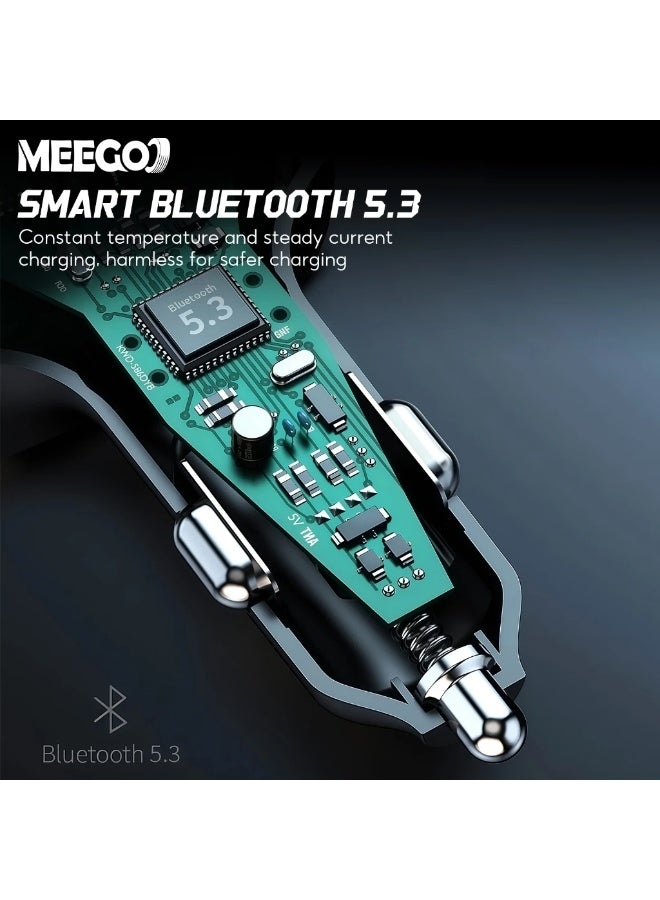 Meegoo جهاز إرسال إف إم للسيارة MeeGoo بتقنية بلوتوث 5.3 مع شاحن سريع ومراقب جهد وإضاءة محيطة - Image 5