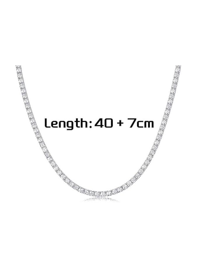 فيروز جوليري قلادة تنس من الفضة بدلاية فضية مع سوار قابل للتعديل حجر الزركونيا المكعب للنساء فيروز - Image 3