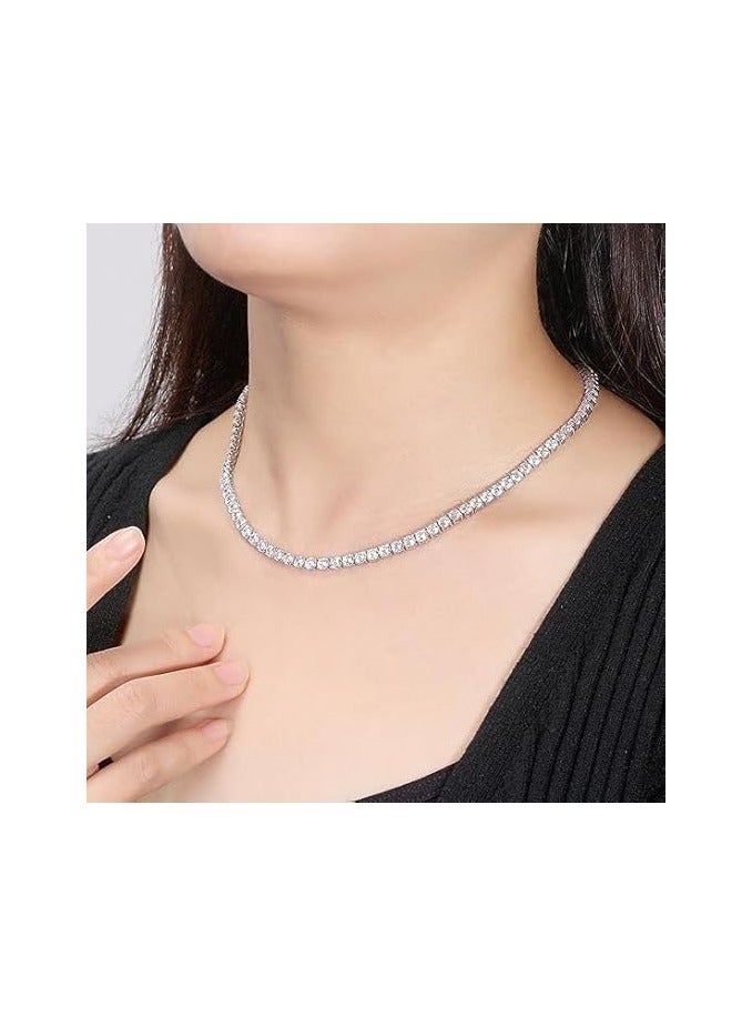 فيروز جوليري قلادة تنس من الفضة بدلاية فضية مع سوار قابل للتعديل حجر الزركونيا المكعب للنساء فيروز - Image 2