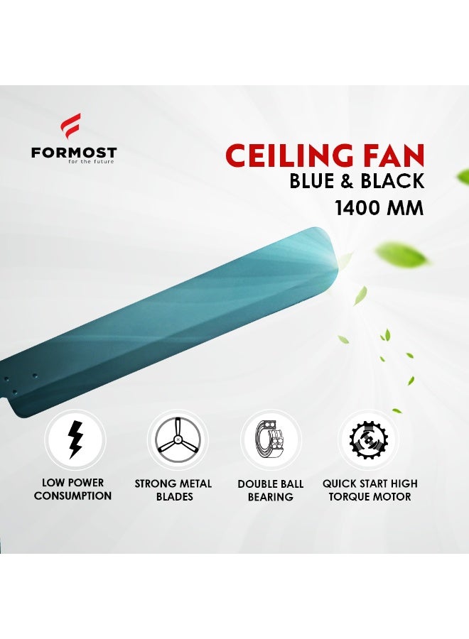 FORMOST FORMOST BLDC Ceiling Fan 1400mm/52 inch with Remote, 28W - Upto 65% Energy Saving, 7 Speed, Modern Designer Fan for Home/Office/Cabin (Blue, Pack of 1)  - Image 2