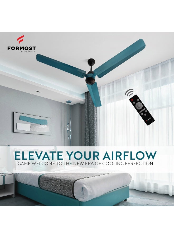 FORMOST FORMOST BLDC Ceiling Fan 1400mm/52 inch with Remote, 28W - Upto 65% Energy Saving, 7 Speed, Modern Designer Fan for Home/Office/Cabin (Blue, Pack of 1)  - Image 5