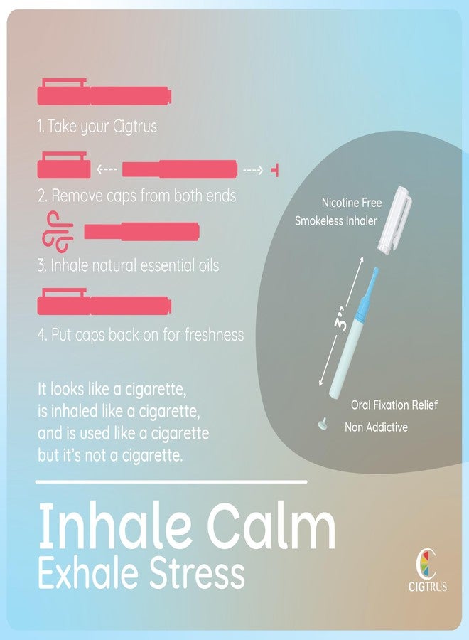 cigtrus مساعد الإقلاع عن التدخين من سيجتروس - جهاز استنشاق طبيعي بدون دخان - غير كهربائي، خالٍ من النيكوتين وآمن للسفر - 6 قطع بنكهة النعناع المثلج والجريب فروت - Image 5
