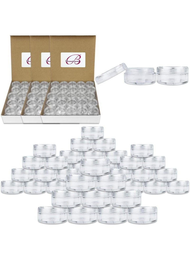 Beauticom (Quantity: 200 Pieces) Beauticom 5G/5ML Round Clear Jars with Screw Cap Lid BPA Free 