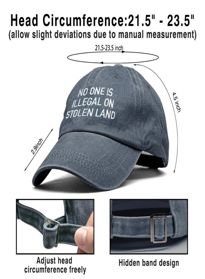 XQLZY No One is Illegal On Stolen Land Embroidery Adjustable Baseball Cap, Retro Anti Racism Hat, Funny Social Justice Baseball Hats Gifts for Women Men Immigration Activist Political Protester - Image 2