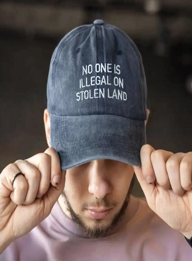XQLZY No One is Illegal On Stolen Land Embroidery Adjustable Baseball Cap, Retro Anti Racism Hat, Funny Social Justice Baseball Hats Gifts for Women Men Immigration Activist Political Protester - Image 5