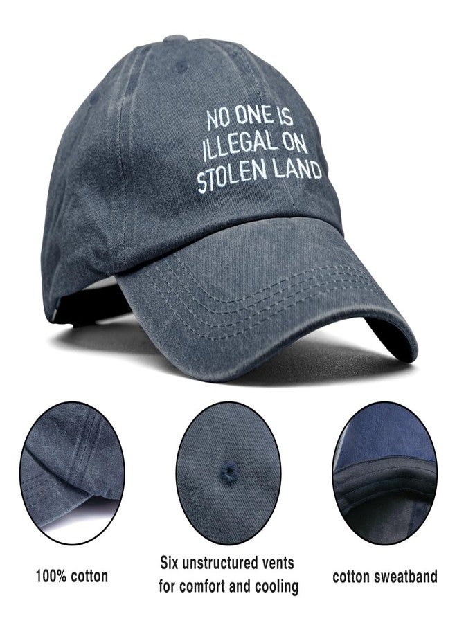 XQLZY No One is Illegal On Stolen Land Embroidery Adjustable Baseball Cap, Retro Anti Racism Hat, Funny Social Justice Baseball Hats Gifts for Women Men Immigration Activist Political Protester - Image 3
