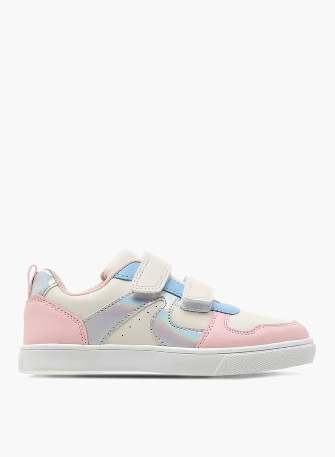 Girls Colourblock Sneakers with Hook and Loop Closure