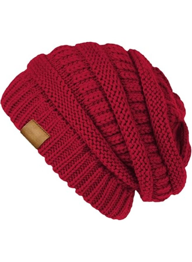 الفاصوليات المتهرلة للنساء, كابل الحياكة قبعات الشتاء السيدات, الحياكة قبعة الجمجمة الدافئة, قبعة الجمجمة السميكة قبعات الجوارب الدافئة للطقس البارد - Image 1