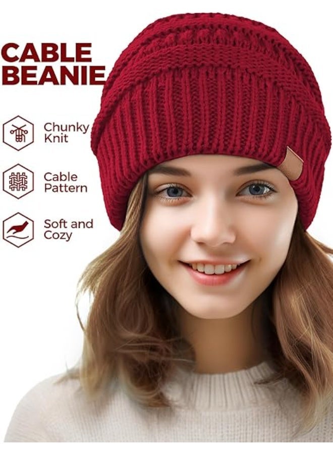 الفاصوليات المتهرلة للنساء, كابل الحياكة قبعات الشتاء السيدات, الحياكة قبعة الجمجمة الدافئة, قبعة الجمجمة السميكة قبعات الجوارب الدافئة للطقس البارد - Image 2
