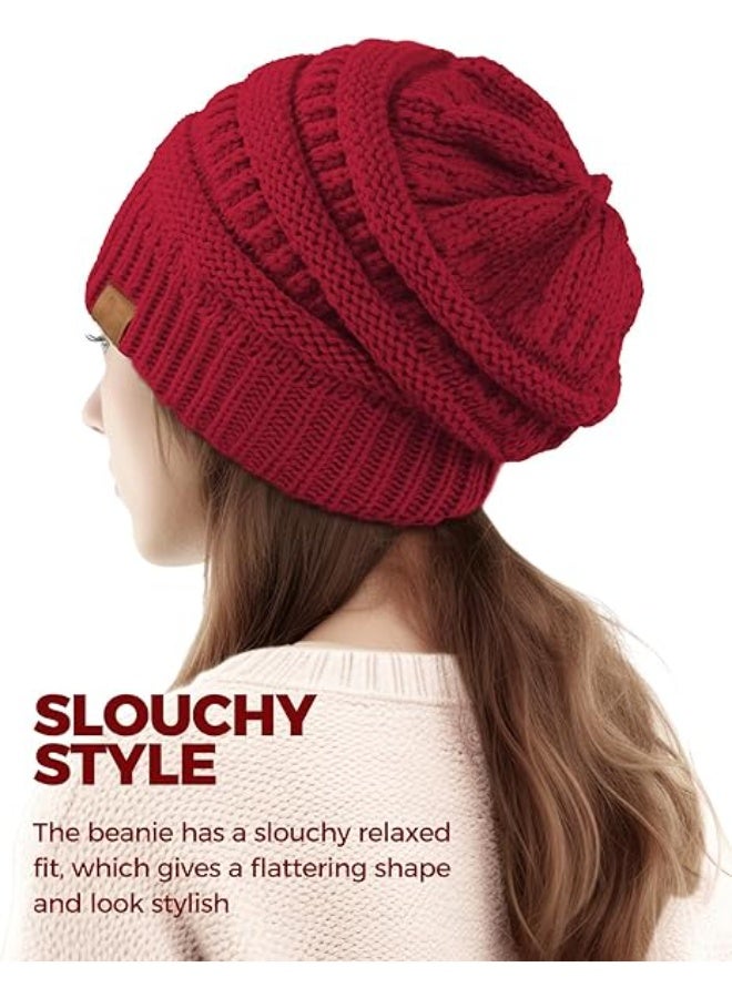الفاصوليات المتهرلة للنساء, كابل الحياكة قبعات الشتاء السيدات, الحياكة قبعة الجمجمة الدافئة, قبعة الجمجمة السميكة قبعات الجوارب الدافئة للطقس البارد - Image 4