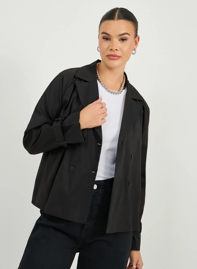 Styli Styli Boxy Fit Regular Length Double Breasted Trench Jacket