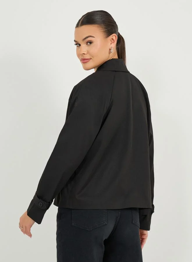 Styli Styli Boxy Fit Regular Length Double Breasted Trench Jacket