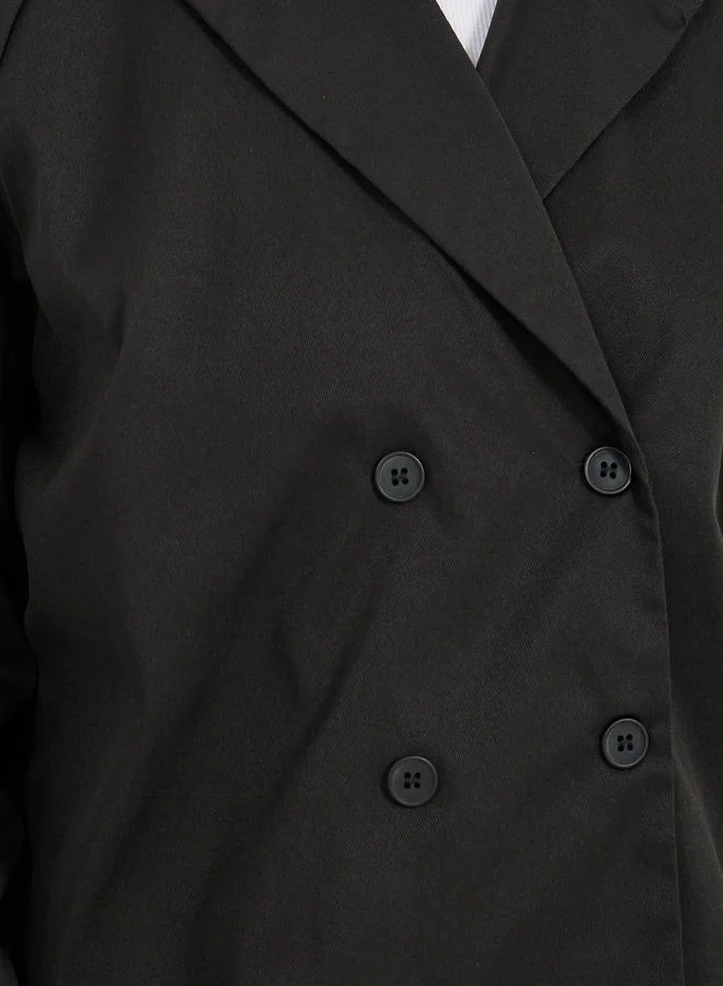 Styli Styli Boxy Fit Regular Length Double Breasted Trench Jacket