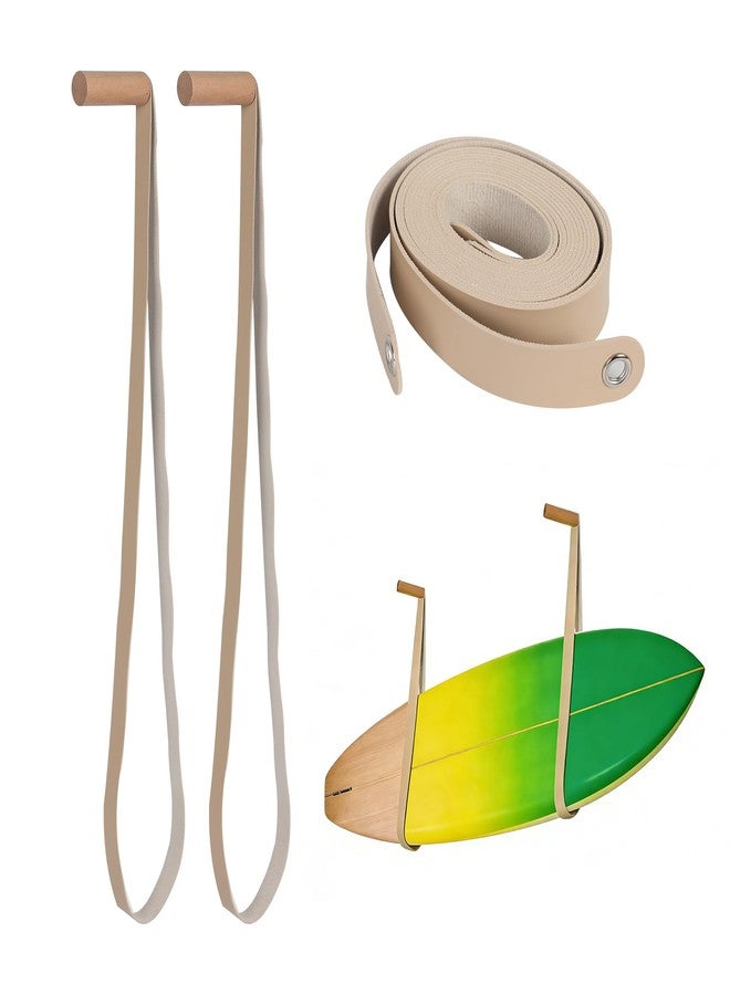 GYHPD Surfboard Wall Mount, Surf Board Wall Hangers, Surfboard Rack, Beautiful Sustainable Wood & Leather Rack, Hanging Indoor Storage for Any Surf Board, Surfing Accessories, Easy Installation - Image 1