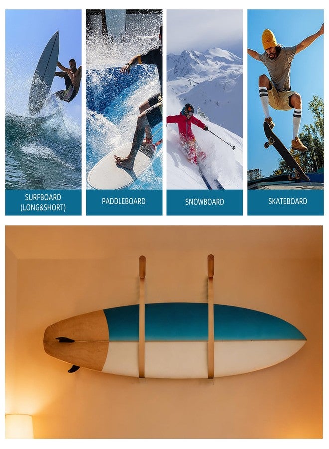 GYHPD Surfboard Wall Mount, Surf Board Wall Hangers, Surfboard Rack, Beautiful Sustainable Wood & Leather Rack, Hanging Indoor Storage for Any Surf Board, Surfing Accessories, Easy Installation - Image 5