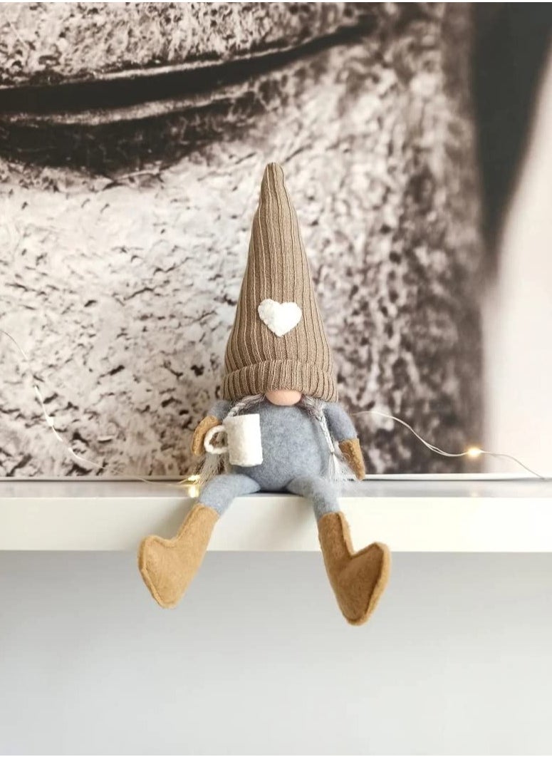 TAPIT 2PCS Christmas Gnomes Doll Decorations Coffee Gnomes Coffee Bar Decor Accessories Christmas Gnome Home Decor Swedish Tomte Xmas Gnomes Plush Ornaments (Brown 2PCS)  - Image 2