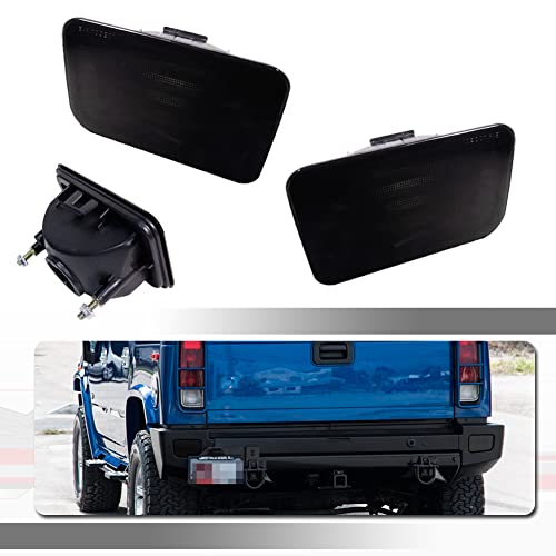 Tonsya For 2005 2006 2007 2008 2009 Hummer H2 Rear Bumper Reflectors Tail Light Housings Replacement Smoked Lens - Image 1