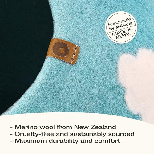 MEOWFIA Cat Cave – Premium Felt Cat Bed for Indoor Cats, Handmade Merino Wool (Cloud Nap Blue, Medium) - Image 3