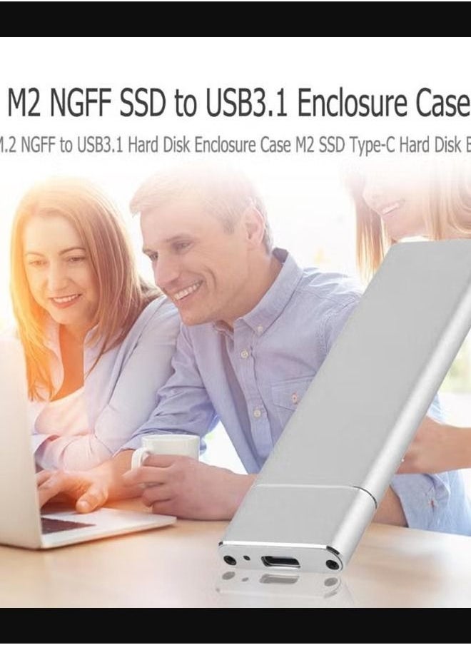 Generic - حافظة محول USB 3.1 Type-C لمحرك الأقراص الصلبة SSD M2 باللون الفضي - Image 1