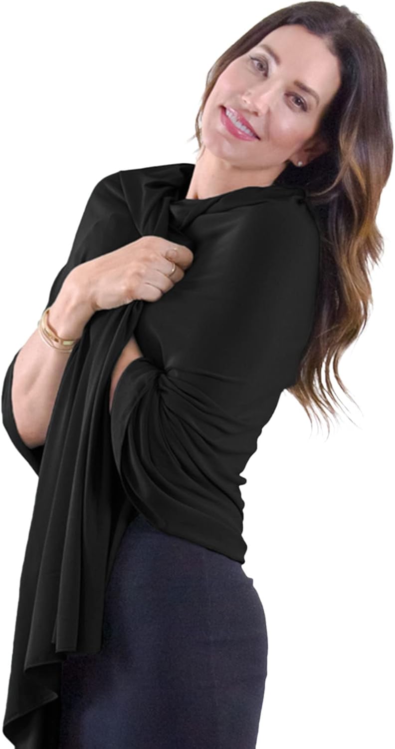 Happyluxe Travel Shawl Wraps for Women - 68x35in Wrap. Lightweight Pashmina, Airplane Travel Blanket Scarf. Made In USA - Image 1