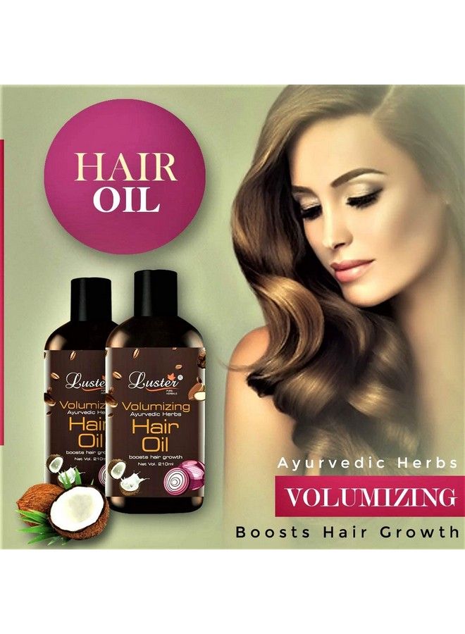 LUSTER Volumizing Ayurvedic Herbs Hair Oil ; For Hair Growth ; Natural With Pure Extract Onion Coconut & Coffee ; Paraben Free Pack Of 2210Ml - Image 3