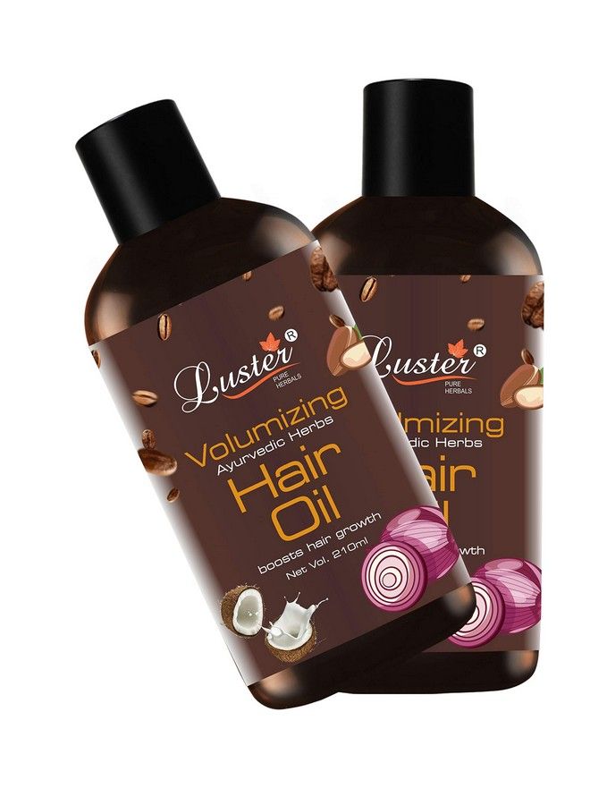 LUSTER Volumizing Ayurvedic Herbs Hair Oil ; For Hair Growth ; Natural With Pure Extract Onion Coconut & Coffee ; Paraben Free Pack Of 2210Ml - Image 1
