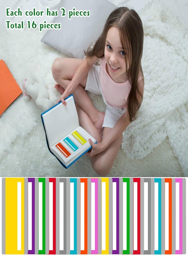Heetobcos 16 Pieces Guided Reading Strips Colored Highlight Strips Overlays Reading Bookmark Reading Line Trackers for Kids Dyslexia Reading Strips Student Reading Tools (Mixed Colors) - Image 3