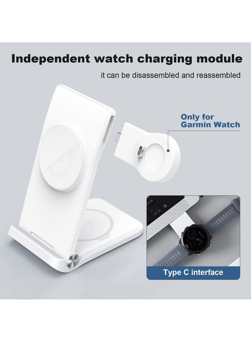 SYOSI SYOSI Foldable Wireless Charger Stand, Portable Wireless Charging Station for iPhone 14 13 12 Series, for AirPods 2/3/Pro, for Garmin Watch Instinct Fenix 7/7S/7X/6/6S, Forerunner 255 955 935 945 745 - Image 5