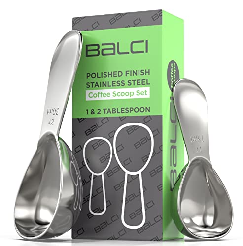 BALCI - Stainless Steel Coffee Scoop Set (1&2 Tablespoon, 15ml and 30ml) Exact Measuring Spoons for Coffee, Tea, Sugar, Flour and More! - Image 1