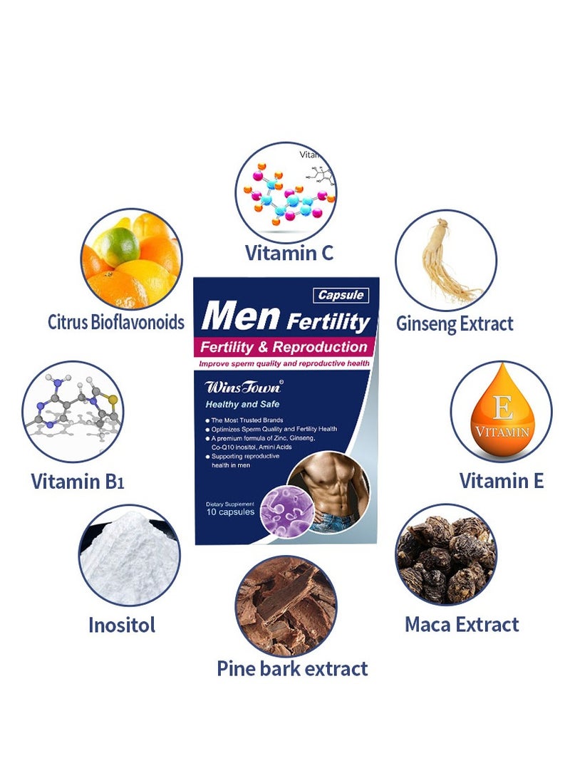 وينز تاون كبسولات الحمل للرجال - ويلمان مكمل ويلمان لخصوبة الرجال، 600 ملغ * 10 كبسولات - Image 3