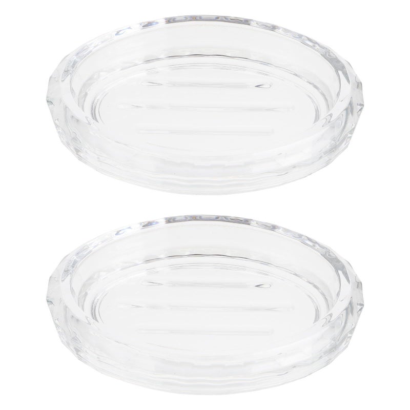 2pcs Glass Soap Dish Set Oval Shape Bathroom Soap Holder For Residental Use - Image 2