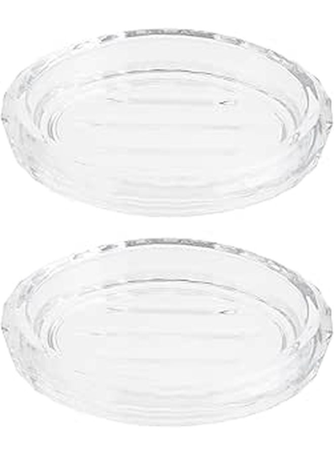 2pcs Glass Soap Dish Set Oval Shape Bathroom Soap Holder For Residental Use - Image 1