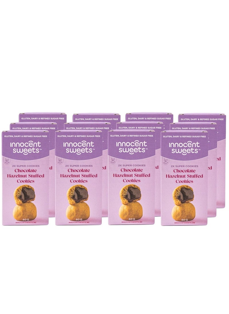 Innocent Sweets Innocent Sweets Chocolate Hazelnut Stuffed Cookies, Gluten, Dairy and Refined Sugar Free, 100% Vegan, 60g, 2 Pieces in 1 Packet, Box of 12 Packets  - Image 1