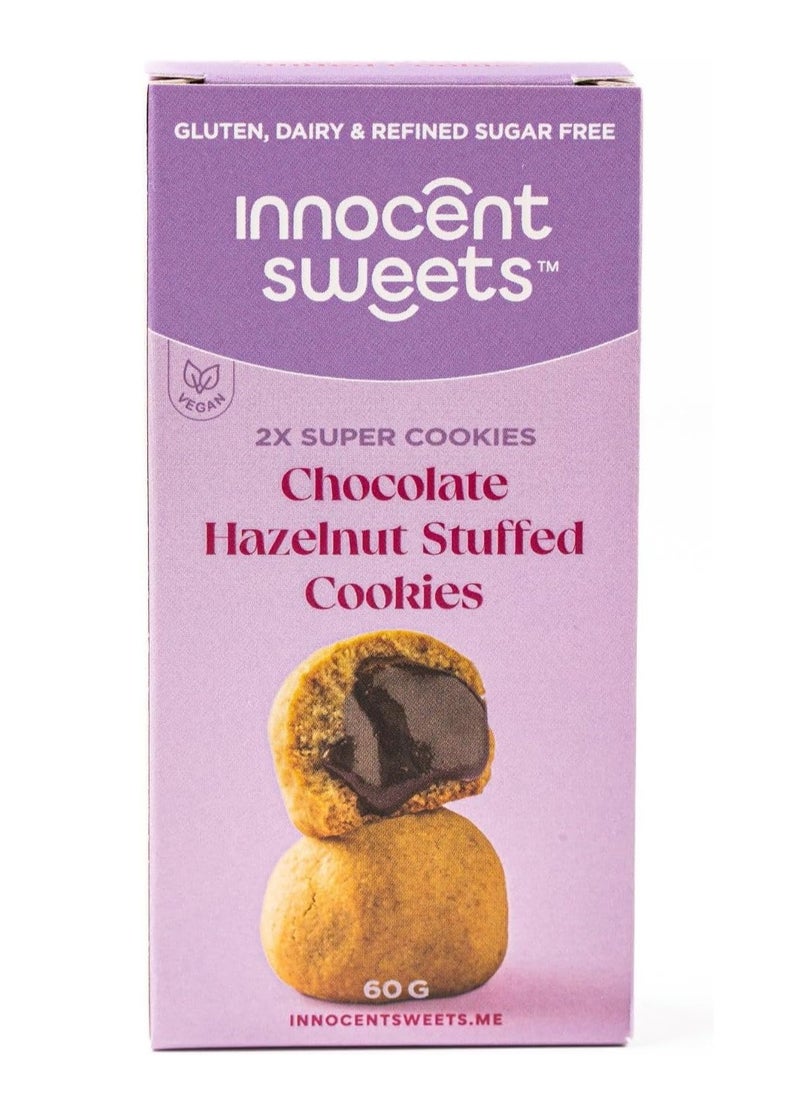 Innocent Sweets Innocent Sweets Chocolate Hazelnut Stuffed Cookies, Gluten, Dairy and Refined Sugar Free, 100% Vegan, 60g, 2 Pieces in 1 Packet, Box of 12 Packets  - Image 2