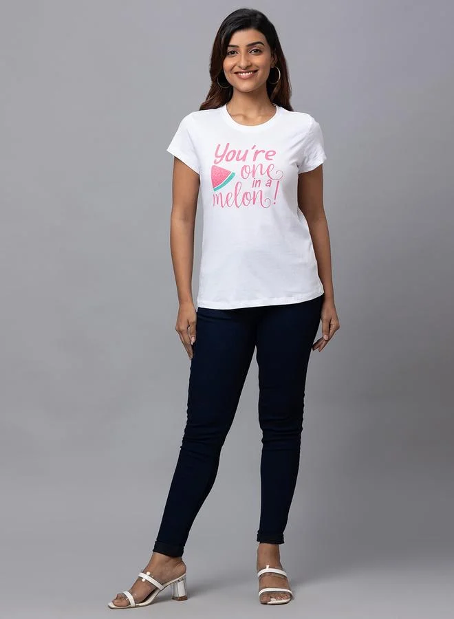 globus Globus White Graphic Print Regular Fit T-Shirt