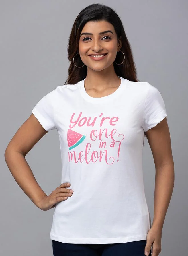 globus Globus White Graphic Print Regular Fit T-Shirt