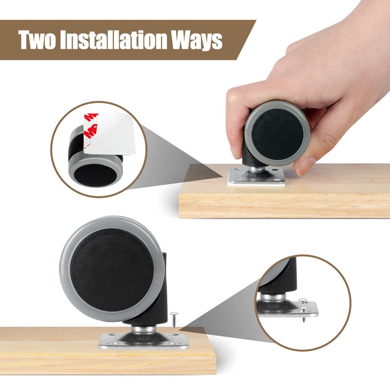 Cofufu Self Adhesive Caster Wheels Set for Trash Can, Storage Box (4PCS, 1.5") - Image 4