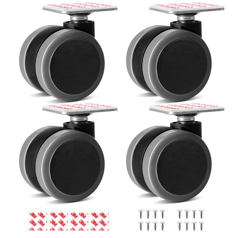 Cofufu Self Adhesive Caster Wheels Set for Trash Can, Storage Box (4PCS, 1.5") - Image 1