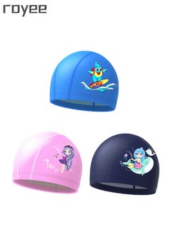 Royee PU Swimming Cap for Kids Bathing Cap for Children Boys Girls - Children Swim Cap for Boys and Girls Aged 3-8  - Image 1