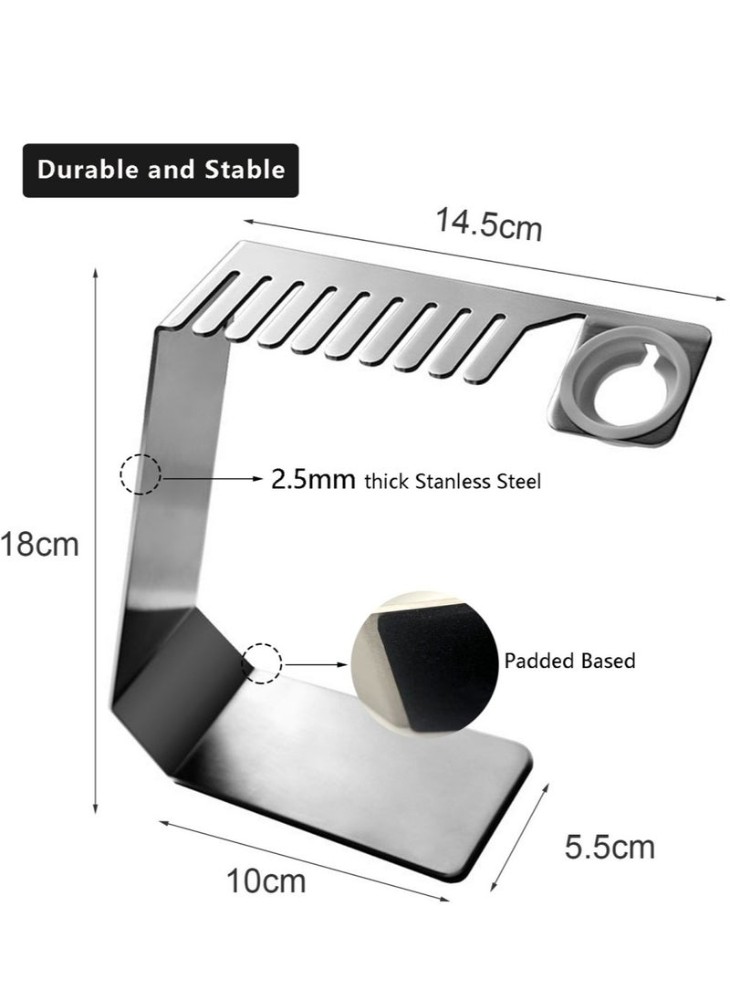 Generic - 2 IN 1 Watch Band Organizer and Charging Dock Stand, Compatible with Apple Watch all series, Stainless Steel iWatch Strap Storage Rack, Silver - Image 1